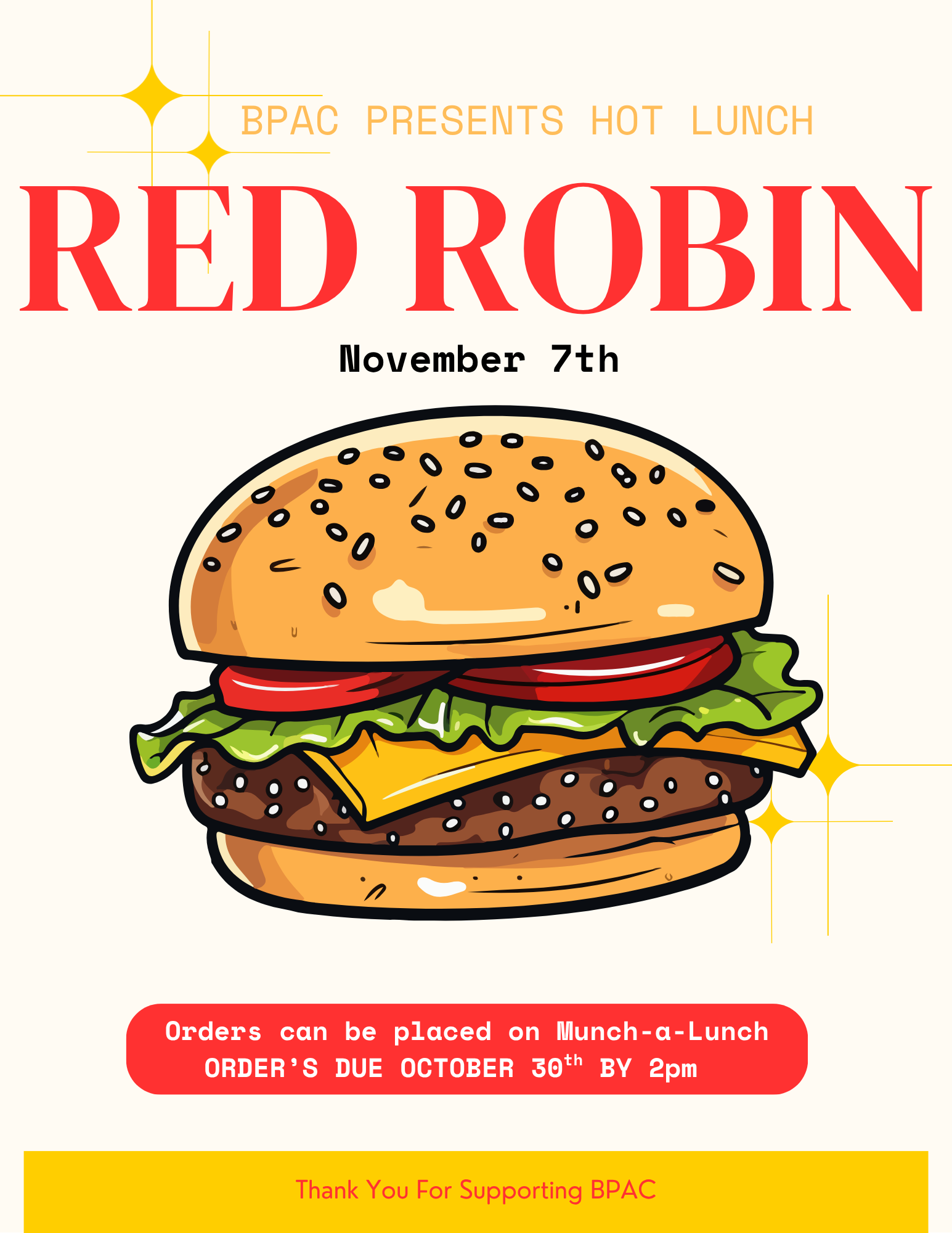 Hot Lunch Nov 7 - Order by Oct 30